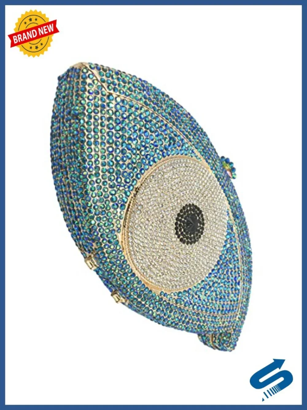 Glitter Crystal Evening Clutch Purse with Rhinestones & Detachable Chain Straps